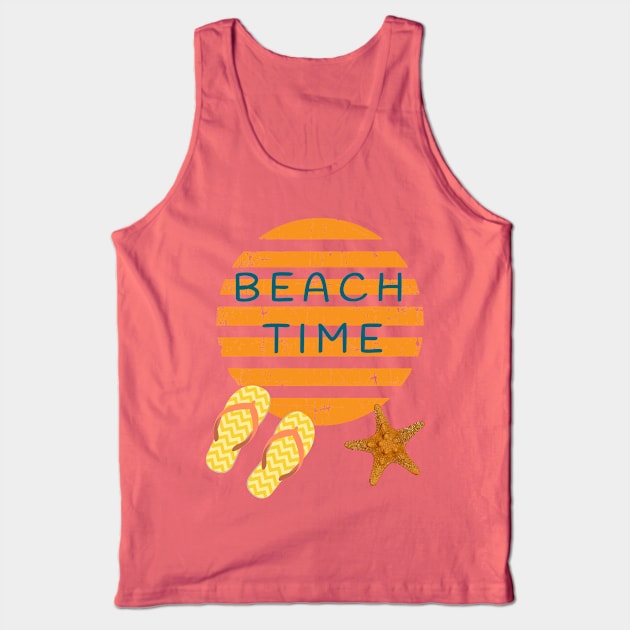 Beach Time Flip Flop Sun T-Shirt Tank Top by SistersTrading84